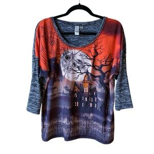 Thomas & Olivia Embellished Haunted House Halloween Top Size L